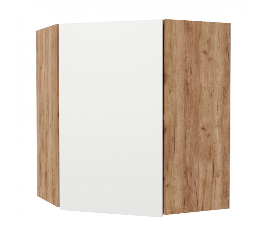 Επιτοίχιο γωνιακό ντουλάπι κουζίνας Fix. Χρώμα Λευκό με Tεχνιτη. Διαστάσεις 60x60x72,8