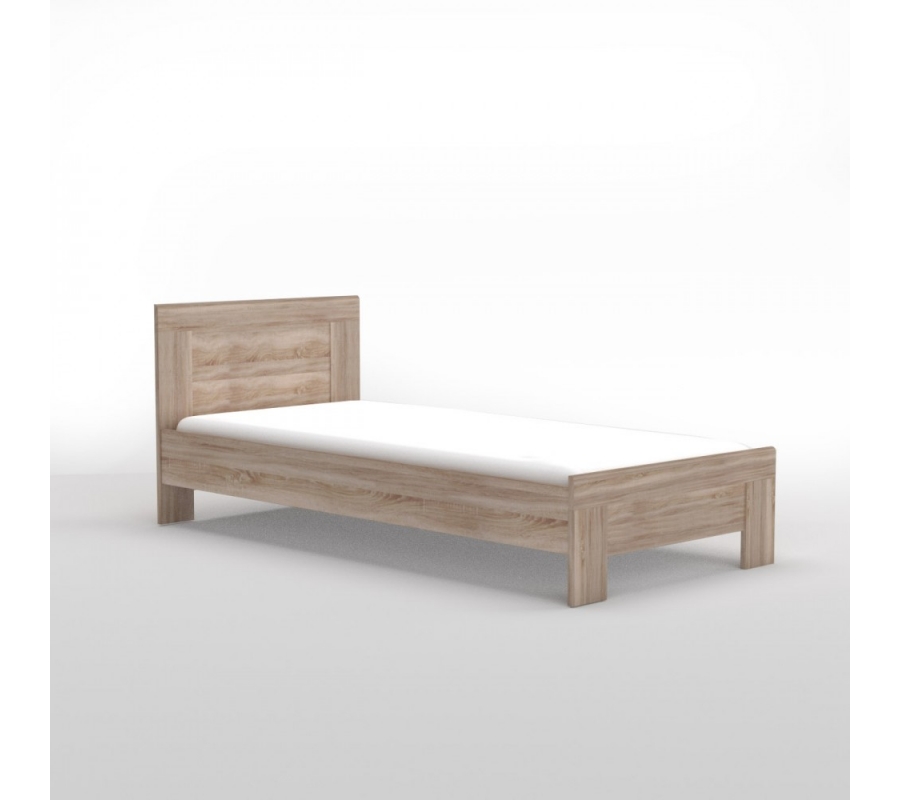 Κρεβάτι SIGMA Μονό Με Τάβλες Sonoma MDF Καμπυλωτό τελείωμα 90x200cm