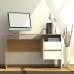 LISGOU Γραφείο 120x55x75, Λευκό - με Φυσικό, Μοντέρνα Σχεδίαση με Συρτάρια 