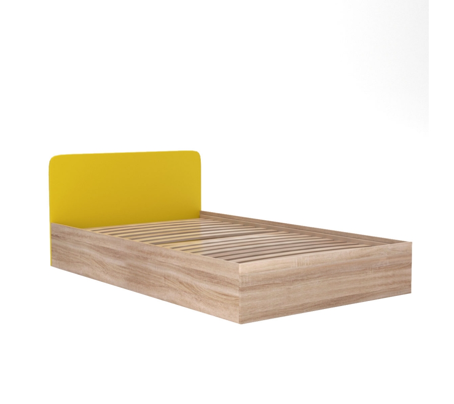 CHICHI Kρεβάτι με αποθηκευτικό χώρο και τάβλες 126x205x75 χρώμα Κίτρινο-Sonoma. Δέχεται στρώμα 120x200 (το στρώμα δεν περιλαμβάνεται). 